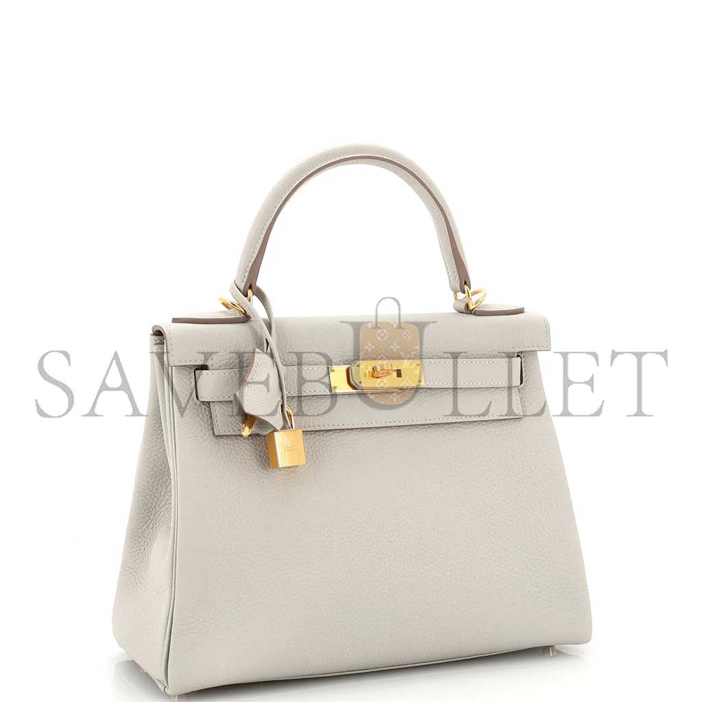 H**mes master kelly 28 handbag mushroom togo with gold hardware (28*22*10cm)